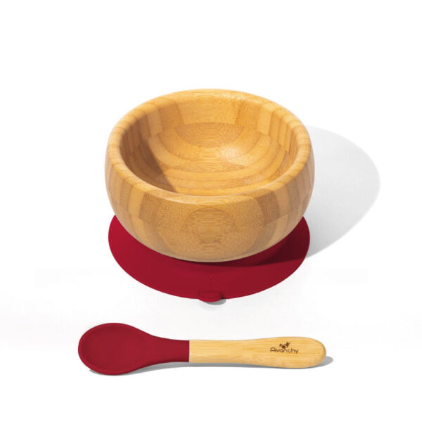 Avanchy Bamboo Suction Baby Bowl with Spoon Magenta