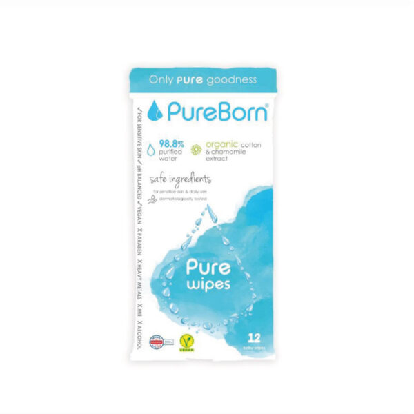 Pureborn Organic Chamomile Baby Wipes Q Rail 12 pcs