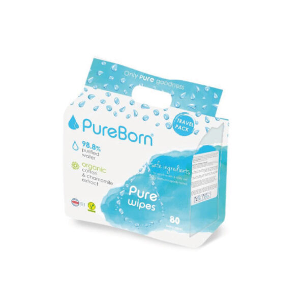 Pureborn Organic Chamomile Baby Wipes Travel Pack 8 Packs x 10 Pcs