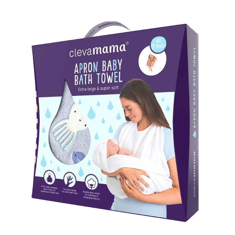 Clevamama-Extra-Large-Cotton-Apron-Baby-Bath-Towel---Blue-1