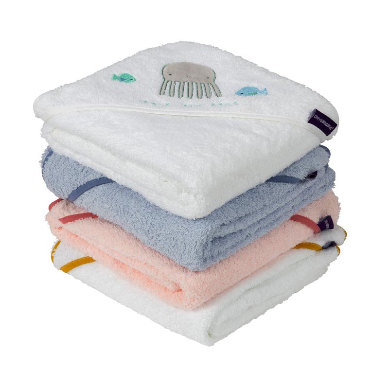Clevamama Extra Large Cotton Apron Baby Bath Towel Blue Paper