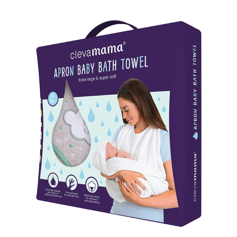 Clevamama-Soft-Cotton---Apron-Baby-Bath-Towel---Grey-4