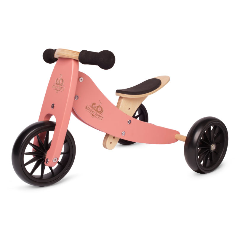 Kinderfeets-2-in-1-Tiny-Tot-Tricycle-&-Balance-Bike-Coral